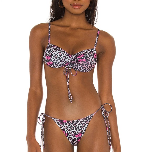 NWT REVOLVE Superdown Serenity Tie Bikini Set BUTTERFLY Leopard - Picture 3 of 5